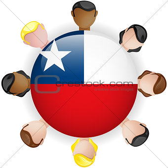 Chile Flag Button Teamwork People Group