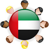 United Arab Emirates Flag Button Teamwork People Group