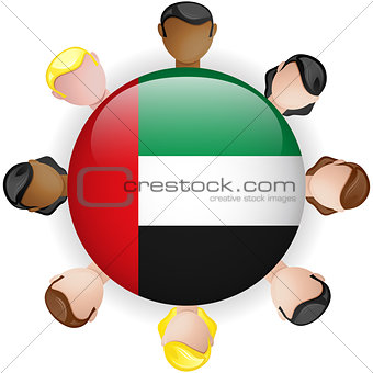 United Arab Emirates Flag Button Teamwork People Group