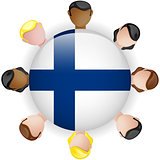 Finland Flag Button Teamwork People Group