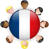 France Flag Button Teamwork People Group