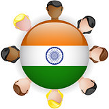 India Flag Button Teamwork People Group