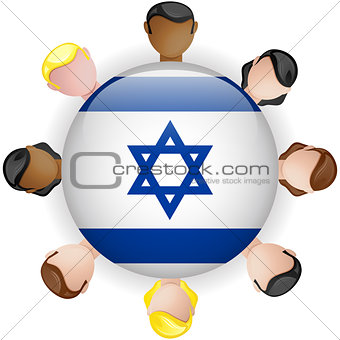 Israel Flag Button Teamwork People Group