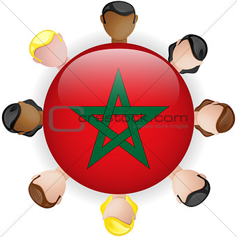 Morocco Flag Button Teamwork People Group