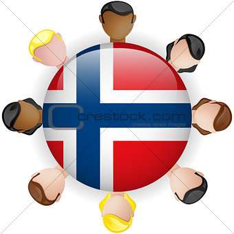 Norway Flag Button Teamwork People Group