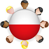 Poland Flag Button Teamwork People Group