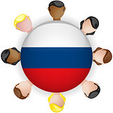 Russia Flag Button Teamwork People Group