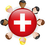 Switzerland Flag Button Teamwork People Group