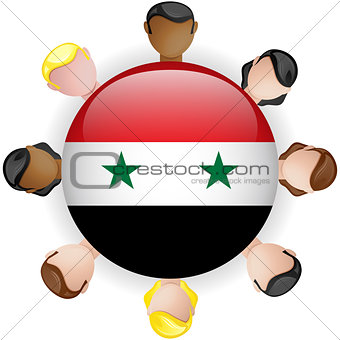 Syria Flag Button Teamwork People Group