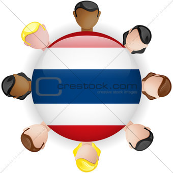 Thailand Flag Button Teamwork People Group