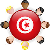 Tunisia Flag Button Teamwork People Group