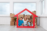 New home concept with woman and kids