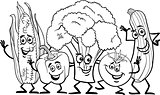 comic vegetables for coloring book