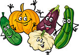 cucurbit vegetables group cartoon illustration