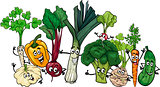 funny vegetables group cartoon illustration