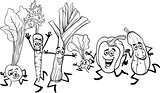 running vegetables cartoon for coloring