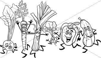 running vegetables cartoon for coloring