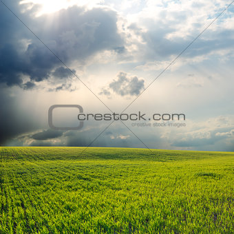 dramatic sky over field