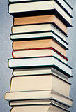 High stack of books