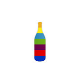 Bottle of alcoholic drink on colorful strips- logo for beverage