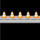 Background with traffic cones on road
