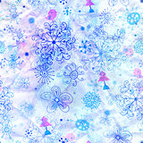 winter background with snowflakes and birds