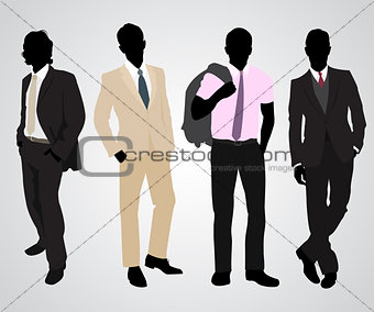 Four businessman silhouettes 