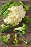 Cauliflower and broccoli. 