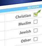 pick your religion blue survey illustration