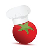 tomato wearing a chefs hat.