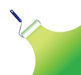 Paint roller and green paint stripe. illustration