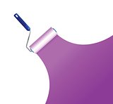 Paint roller and purple paint stripe. illustration