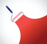 Paint roller and red paint stripe. illustration