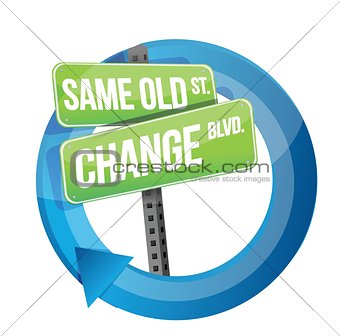 same old and change road sign cycle