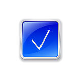 Check mark icon on blue button