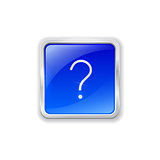 Question icon on blue button