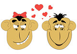 illustration of two lovers monkey