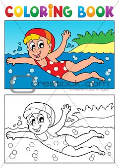 Coloring book swimming theme 2