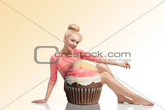 sexy girl with big cupcake