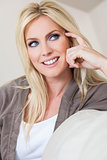 Blond Woman With Blue Eyes Smiling