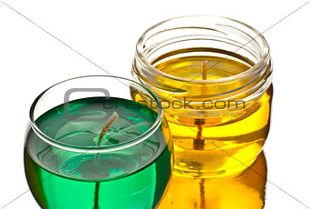 green and yellow gel candles