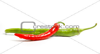 Chili peppers composition isolated on white