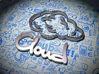 Cloud Background with Handwritten Characters.