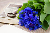 old photos and corn flowers