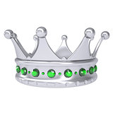Silver crown decorated with green sapphires