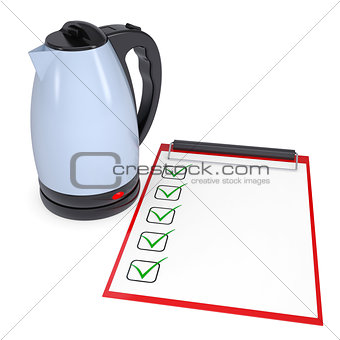 Electric kettle and checklist