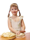  little girl kneading dough
