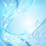 Blue abstract notes music background