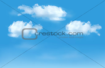 Blue sky with clouds. Vector background. 