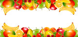 Two borders made of delicious ripe fruit. Vector. 